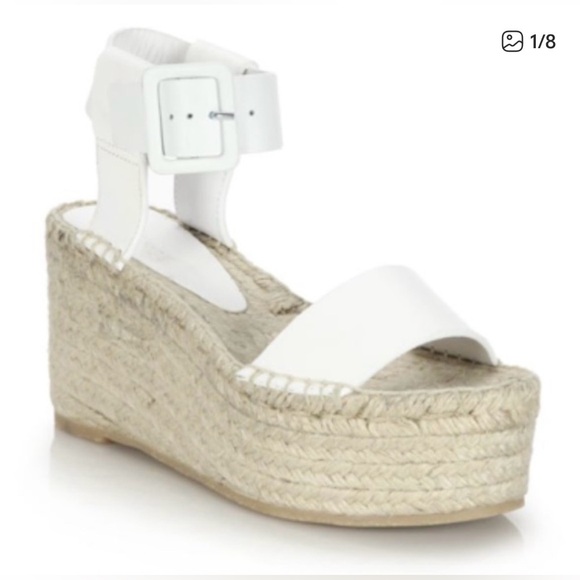 Vince Shoes - Vince Sandals Women's 9 Espadrille Wedge Platform Ankle Strap Buckle White Abby